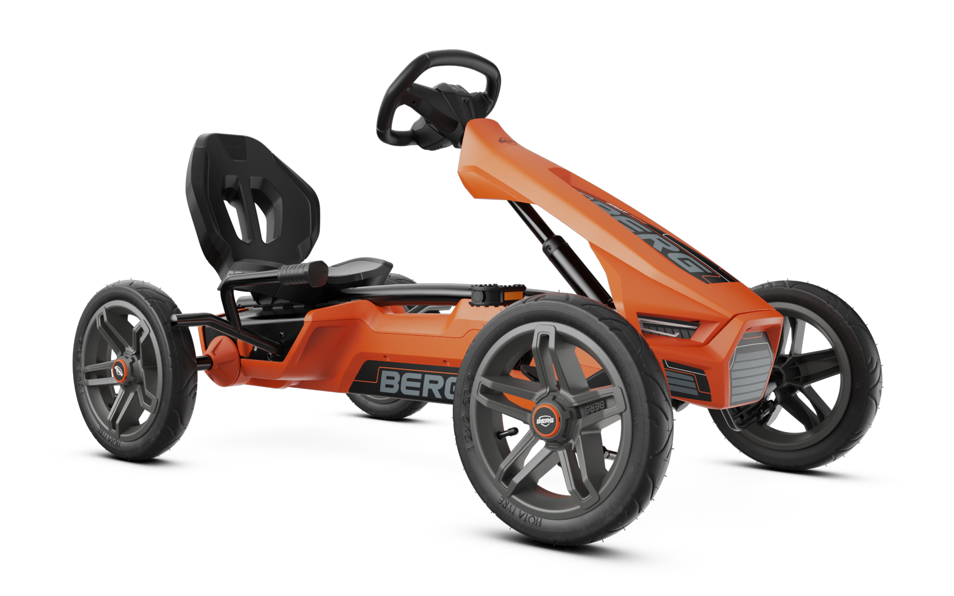 Orange BERG Rally NRG gokart för äldre barn med pneumatiska däck