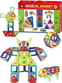Magical Magnet byggset med 77 magnetiska plattor i regnbågens färger uppradade som geometriska former