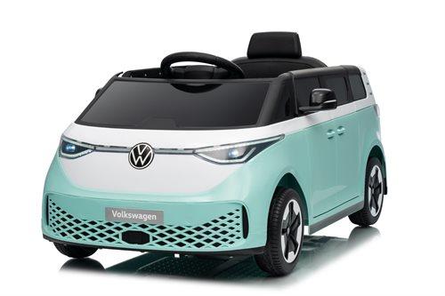 Vit VW ID.Buzz-elbil för barn i miniatyr med skjutdörrar