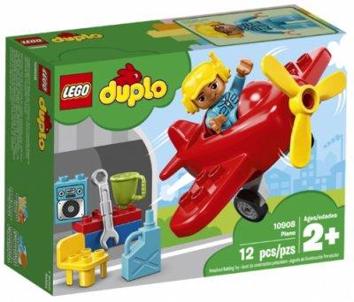 LEGO Duplo Flygplan med stora klossar och pilotfigur i gult och rött