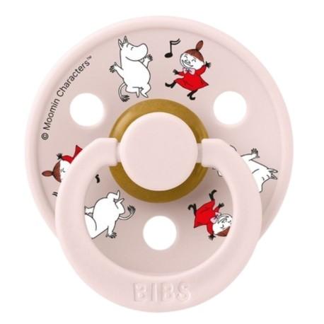 BIBS x Moomin namnnapp i rund latexmodell, Mumin-tema, storlek 1 för 0-6 månader, 5-pack
